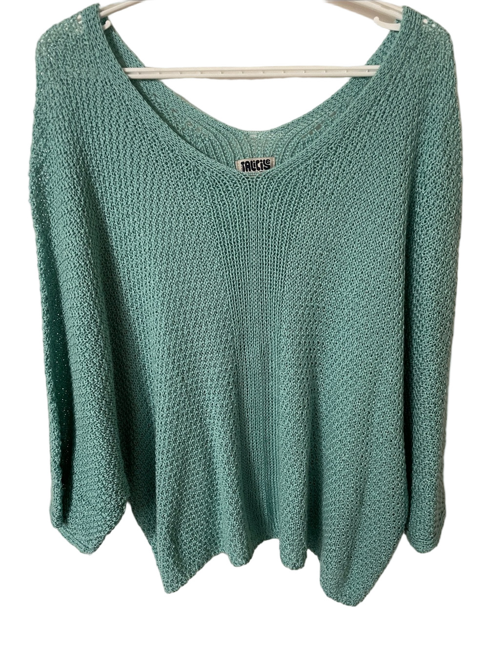 Italicise Seafoam/Turquoise V-Neck Knit Sweater Size Large